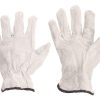 Drivers Gloves Leather Large (Grey)